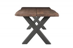 Casa Padrino solid wood dining table acacia with iron frame 200 x 100 x H.77 cm - designer table Casa Padrino solid wood dining table acacia with iron frame 200 x 100 x H.77 cm - designer table
