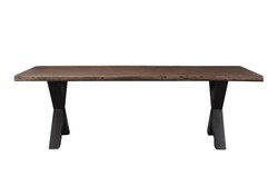 Casa Padrino solid wood dining table acacia with iron frame 200 x 100 x H.77 cm - designer table Casa Padrino solid wood dining table acacia with iron frame 200 x 100 x H.77 cm - designer table