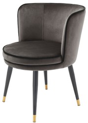 Casa Padrino sedia da pranzo di lusso in velluto con braccioli grigio scuro / nero / ottone 62 x 62 x H. 76 cm - Sedia da Cucina Girevole - Sedia Girevole - Sedia Retrò Vintage - Mobili per Sala da Pranzo