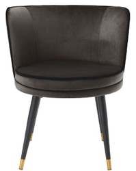 Casa Padrino sedia da pranzo di lusso in velluto con braccioli grigio scuro / nero / ottone 62 x 62 x H. 76 cm - Sedia da Cucina Girevole - Sedia Girevole - Sedia Retrò Vintage - Mobili per Sala da Pranzo