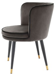 Casa Padrino sedia da pranzo di lusso in velluto con braccioli grigio scuro / nero / ottone 62 x 62 x H. 76 cm - Sedia da Cucina Girevole - Sedia Girevole - Sedia Retrò Vintage - Mobili per Sala da Pranzo