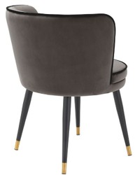 Casa Padrino sedia da pranzo di lusso in velluto con braccioli grigio scuro / nero / ottone 62 x 62 x H. 76 cm - Sedia da Cucina Girevole - Sedia Girevole - Sedia Retrò Vintage - Mobili per Sala da Pranzo