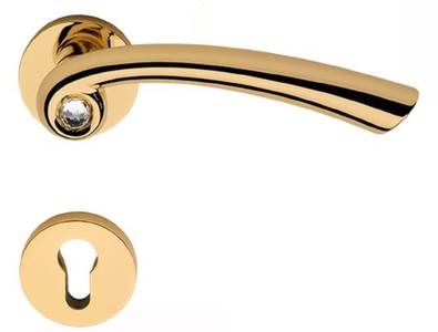 Casa Padrino set di maniglie per porte di lusso con vetro cristallo Swarovski oro 16,4 x H. 5,2 cm - Qualità di Lusso - Made in Italy