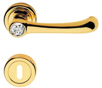 Casa Padrino set di maniglie per porte di lusso con vetro cristallo Swarovski oro 14,5 x H. 5 cm - Maniglie per Porte Moderne con Rosette - Qualità di Lusso - Made in Italy