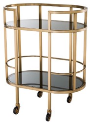 Casa Padrino luxury serving trolley brass / black 70 x 43 x H. 81 cm - Stainless Steel Trolley with Tinted Glass Panes - Luxury Accessories