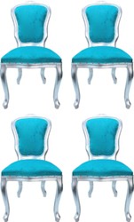 Casa Padrino Conjunto de Comedor Barroco de Lujo Louis Turquesa / Plata 50 x 60 x H. 104 cm - 4 Sillas de Comedor Hechas a Mano - Muebles de Comedor Barroco - Hecho en Italia Casa Padrino Conjunto de Comedor Barroco de Lujo Louis Turquesa / Plata 50 x 60 x H. 104 cm - 4 Sillas de Comedor Hechas a Mano - Muebles de Comedor Barroco - Hecho en Italia
