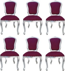 Casa Padrino Set di Sala da Pranzo Barocco di Lusso Louis Porpora / Argento 50 x 60 x H. 104 cm - 6 Sedie da Pranzo fatte a Mano - Mobili per Sala da Pranzo Barocco - Fatto in Italia Casa Padrino Set di Sala da Pranzo Barocco di Lusso Louis Porpora / Argento 50 x 60 x H. 104 cm - 6 Sedie da Pranzo fatte a Mano - Mobili per Sala da Pranzo Barocco - Fatto in Italia