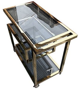 Casa Padrino chariots de nourriture or / noir 83 x 42 x H. 78 cm - Chariot en Acier Inoxydable avec Verre Teintée - Accessoires de Luxe