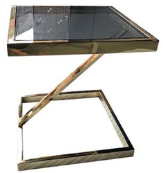 Casa Padrino mesa auxiliar de lujo oro / negro 45 x 45 x H. 50 cm - Mesa de Acero Inoxidable con Tapa de Vidrio Tintado