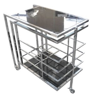 Casa Padrino chariots de nourriture argent / noir 77 x 42 x H. 78,5 cm - Chariot en Acier Inoxydable avec Verre Teintée - Accessoires de Luxe
