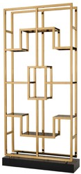 Casa Padrino Armoire Étagère de Luxe Laiton / Noir 108 x 29 x H. 240 cm - Armoire de Salon en Acier Inoxydable avec 10 Étagères en Verre - Meubles de Salon de Luxe
