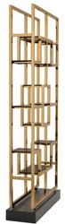 Casa Padrino Armoire Étagère de Luxe Laiton / Noir 108 x 29 x H. 240 cm - Armoire de Salon en Acier Inoxydable avec 10 Étagères en Verre - Meubles de Salon de Luxe