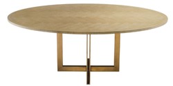Casa Padrino luxury dining table nature / brass 200 x 120 x H. 76 cm - Oval Kitchen Table - Luxury Dining Room Furniture