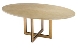 Casa Padrino luxury dining table nature / brass 200 x 120 x H. 76 cm - Oval Kitchen Table - Luxury Dining Room Furniture