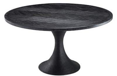 Casa Padrino Luxus Esstisch Schwarz Ø 140 x H. 76 cm - Runder Küchentisch - Luxus Esszimmer Möbel
