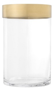 Casa Padrino Luxus Kerzenleuchter Antik Messing Ø 20 x H. 31,5 cm - Runder Glas Kerzenleuchter mit Aluminium Ring - Luxus Kollektion