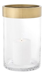 Casa Padrino luxury hurricane antique brass Ø 20 x H. 31.5 cm - Round Glass Candle Holder with Aluminum Ring - Luxury Collection
