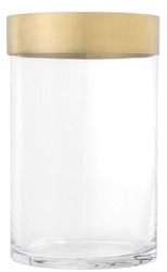 Casa Padrino luxury hurricane antique brass Ø 20 x H. 31.5 cm - Round Glass Candle Holder with Aluminum Ring - Luxury Collection

