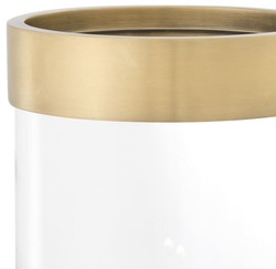 Casa Padrino luxury hurricane antique brass Ø 20 x H. 31.5 cm - Round Glass Candle Holder with Aluminum Ring - Luxury Collection

