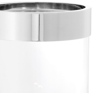 Casa Padrino Luxus Kerzenleuchter Silber Ø 20 x H. 31,5 cm - Runder Glas Kerzenleuchter mit Aluminium Ring - Luxus Kollektion