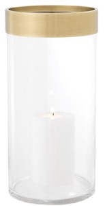 Casa Padrino porte-bougie de luxe laiton antique Ø 20,5 x H. 41,5 cm - Porte-Bougie en Verre Rond avec Bague en Aluminium - Qualité de Luxe