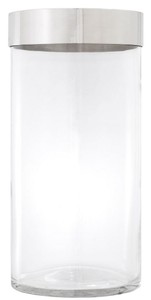 Casa Padrino Luxus Kerzenleuchter Silber Ø 20,5 x H. 41,5 cm - Runder Glas Kerzenleuchter mit Aluminium Ring - Luxus Qualität