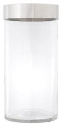 Casa Padrino luxury hurricane silver Ø 20.5 x H. 41.5 cm - Round Glass Candle Holder with Aluminum Ring - Luxury Quality

