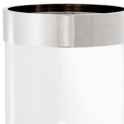 Casa Padrino luxury hurricane silver Ø 20.5 x H. 41.5 cm - Round Glass Candle Holder with Aluminum Ring - Luxury Quality
