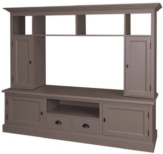 Casa Padrino gabinete televisión de estilo campestre oliva 207 x 46 x H. 166 cm - Gabinete TV de Madera Maciza - Gabinete de Salón - Muebles de Salón de Estilo Campestre 