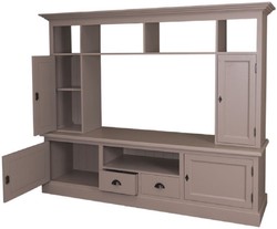 Casa Padrino gabinete televisión de estilo campestre oliva 207 x 46 x H. 166 cm - Gabinete TV de Madera Maciza - Gabinete de Salón - Muebles de Salón de Estilo Campestre 
