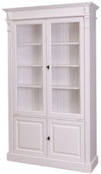 Casa Padrino country style bookcase white 119 x 39 x H. 197 cm - Living Room Cabinet with 4 Doors - Solid Wood Cabinet - Showcase - Country Style Living Room Furniture