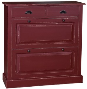 Casa Padrino Country Style Solid Wood Shoe Cabinet Antique Bordeaux Red 103 x 35 x H. 105 cm - Country Style Wardrobe Cabinet Furniture