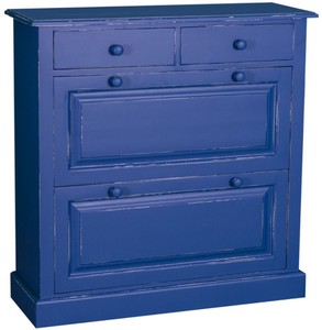 Casa Padrino Country Style Solid Wood Shoe Cabinet Antique Blue 103 x 35 x H. 105 cm - Country Style Wardrobe Cabinet Furniture