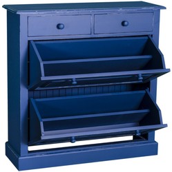 Casa Padrino gabinete zapato de estilo campestre de madera maciza azul antiguo 103 x 35 x H. 105 cm - Muebles de Armario de Estilo Campestre