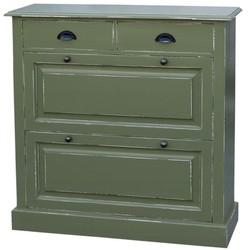 Casa Padrino armoire à chaussures de style campagnard en bois massif vert antique 103 x 35 x H. 105 cm - Meubles de Garde-Robe de Style Campagnard