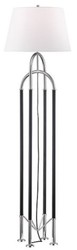 Casa Padrino luxury floor lamp silver / black / white Ø 50.8 x H. 172.7 cm - Noble Metal Lamp with High Quality Leather and Linen Lampshade - Luxury Quality
