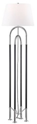 Casa Padrino luxury floor lamp silver / black / white Ø 50.8 x H. 172.7 cm - Noble Metal Lamp with High Quality Leather and Linen Lampshade - Luxury Quality
