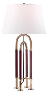 Casa Padrino luxury table lamp antique brass / brown / white Ø 40.6 x H. 73.7 cm - Noble Metal Lamp with High Quality Leather and Linen Lampshade - Luxury Quality