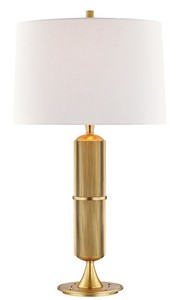 Casa Padrino luxury table lamp antique brass / white Ø 38 x H. 71 cm - Table Light with Round Linen Lampshade