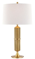 Casa Padrino luxury table lamp antique brass / white Ø 38 x H. 71 cm - Table Light with Round Linen Lampshade