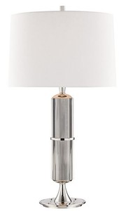 Casa Padrino luxury table lamp silver / white Ø 38 x H. 71 cm - Table Light with Round Linen Lampshade