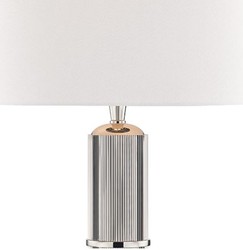 Casa Padrino luxury table lamp silver / white Ø 38 x H. 71 cm - Table Light with Round Linen Lampshade