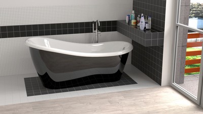 Casa Padrino Luxus Jugendstil Badewanne Schwarz / Weiß 170 x 80 x H. 70,5 cm - Freistehende Retro Antik Badewanne - Badezimmer Möbel