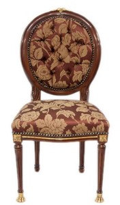 Casa Padrino chaise de salle à manger baroque marron foncé / or / bordeaux rouge avec motif 50 x 45 x H. 100 cm - Chaise Baroque aux Pieds de Lion - Mobilier de Salle à Manger Baroque