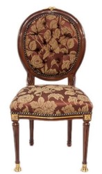 Casa Padrino sedia da pranzo barocco marrone scuro / oro / rosso borgogna con motivo 50 x 45 x H. 100 cm - Sedia Barocco con Piedi di Leone - Mobili per Sala da Pranzo Barocco