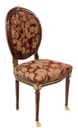 Casa Padrino sedia da pranzo barocco marrone scuro / oro / rosso borgogna con motivo 50 x 45 x H. 100 cm - Sedia Barocco con Piedi di Leone - Mobili per Sala da Pranzo Barocco