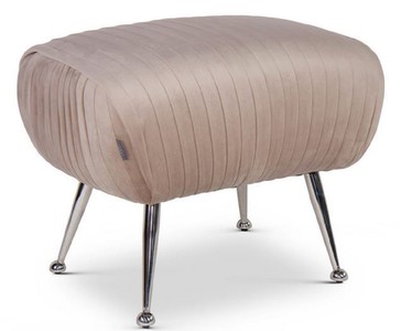 Casa Padrino sgabello di lusso champagne / argento 57 x 45 x H. 46 cm - Sgabello in Velluto con Gambe in Acciaio Inossidabile - Mobili di Lusso
