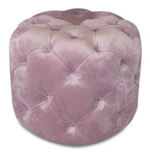 Casa Padrino Sgabello Chesterfield di Lusso in Velluto Rosa Ø 53 x H. 41 cm - Sgabello Rotondo - Mobili Chesterfield