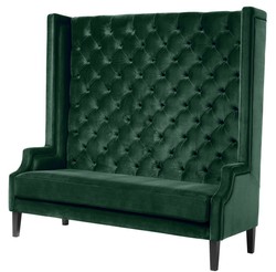 Casa Padrino sofá de lujo con respaldo alto verde oscuro / negro 160 x 68 x H. 160 cm - Sofá de Terciopelo Chesterfield - Muebles Chesterfield