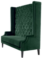 Casa Padrino sofá de lujo con respaldo alto verde oscuro / negro 160 x 68 x H. 160 cm - Sofá de Terciopelo Chesterfield - Muebles Chesterfield